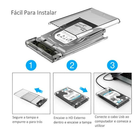 Case Hd Externo 2.5  Usb 3.0 compatível Ps4 Xbox One Pc 6gbps