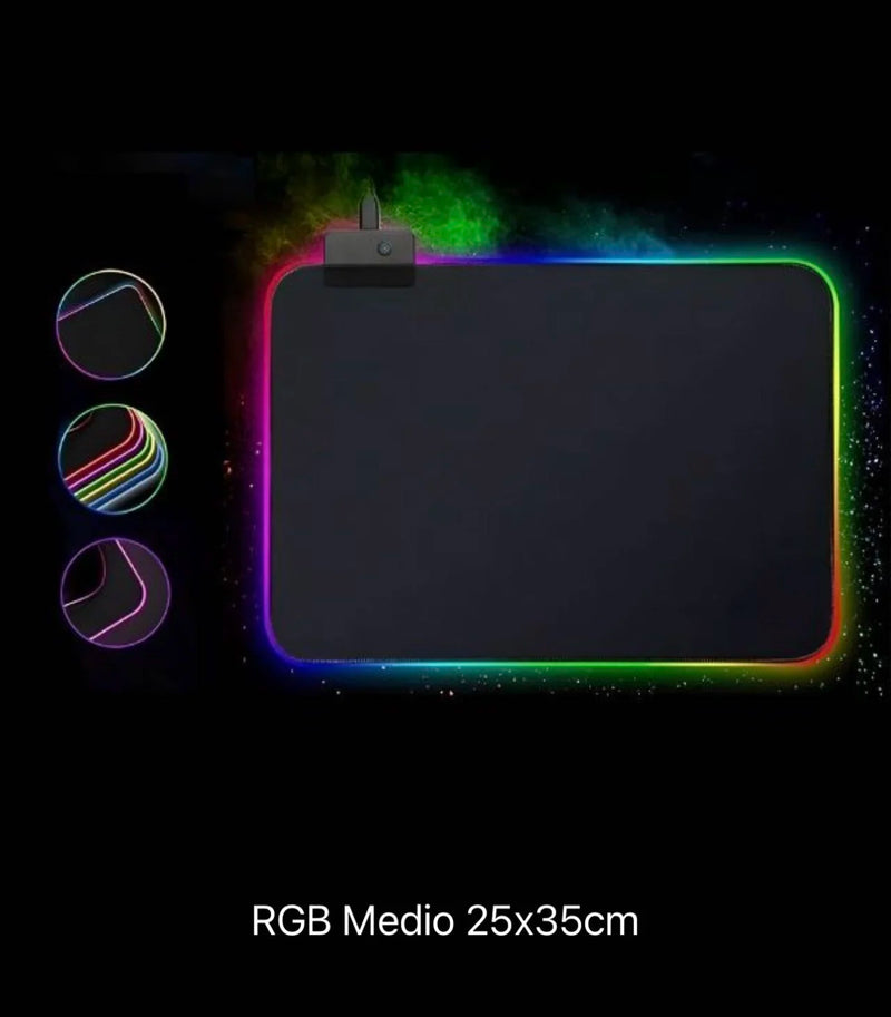 Mouse pad para game led 7 linhas rgb
