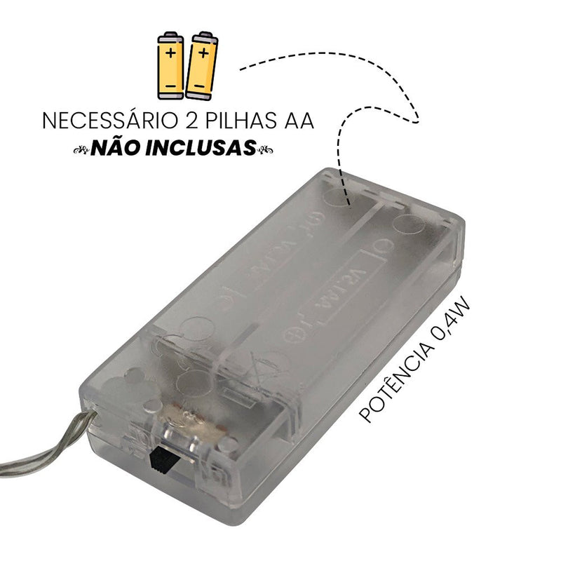 Pisca Pisca Prendedor com 12 Prendedores de LED 2 Metros - Amarelo/Branco Quente